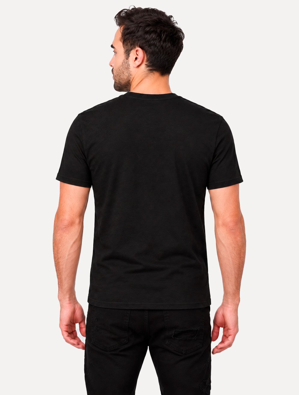 Camiseta Guess Masculina Big Chest Inverse Line Logo Preta
