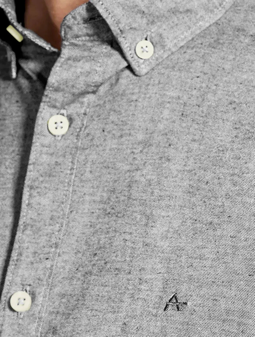Camisa Aramis Masculina Manga Curta Slim Oxford Planalto Cinza Escuro