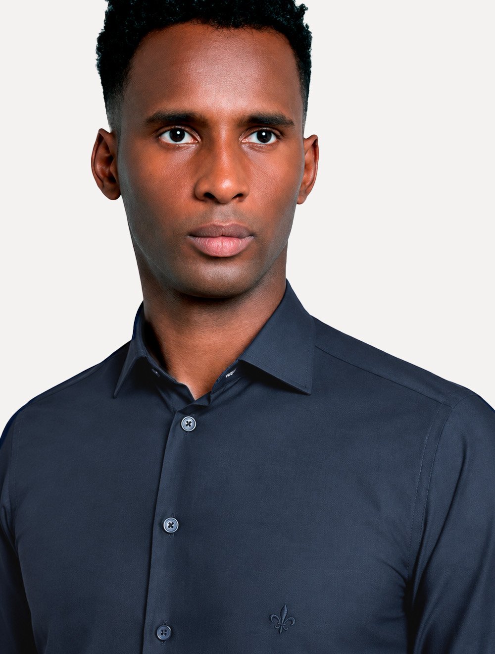 Camisa Dudalina Masculina Slim Tricoline Egyptian Cotton Lisa Azul Escuro