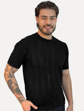 Camiseta Dixen Masculina Tricot Vertical Manga Curta Gola Careca Preto