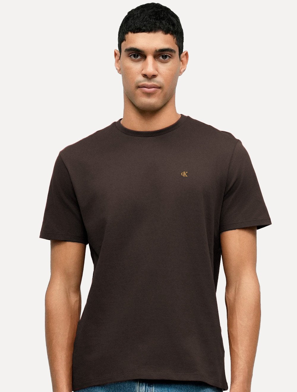 Camiseta Calvin Klein Jeans Masculina Botonê Marrom
