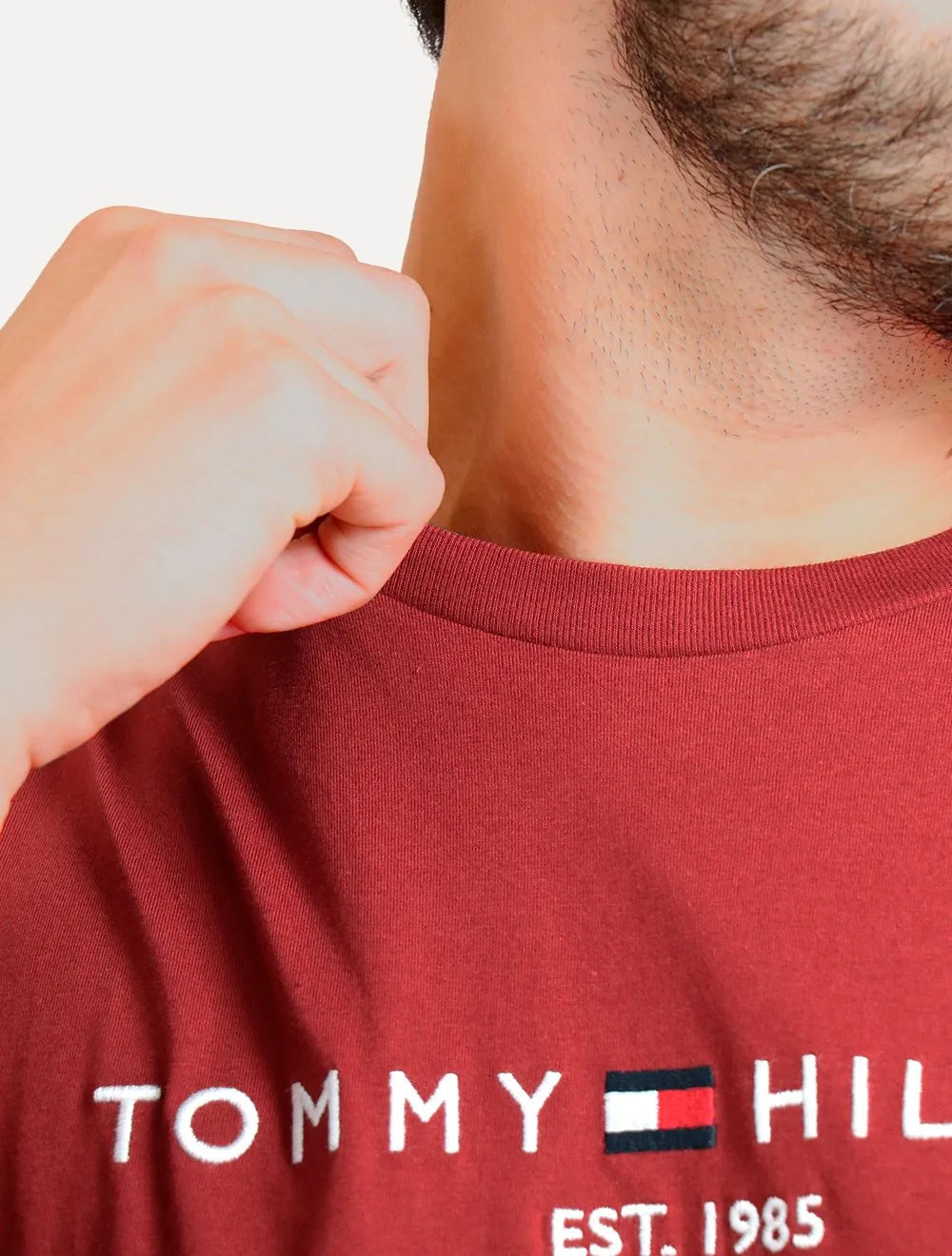 Camiseta Tommy Hilfiger Masculina Core Logo Vermelho Escuro