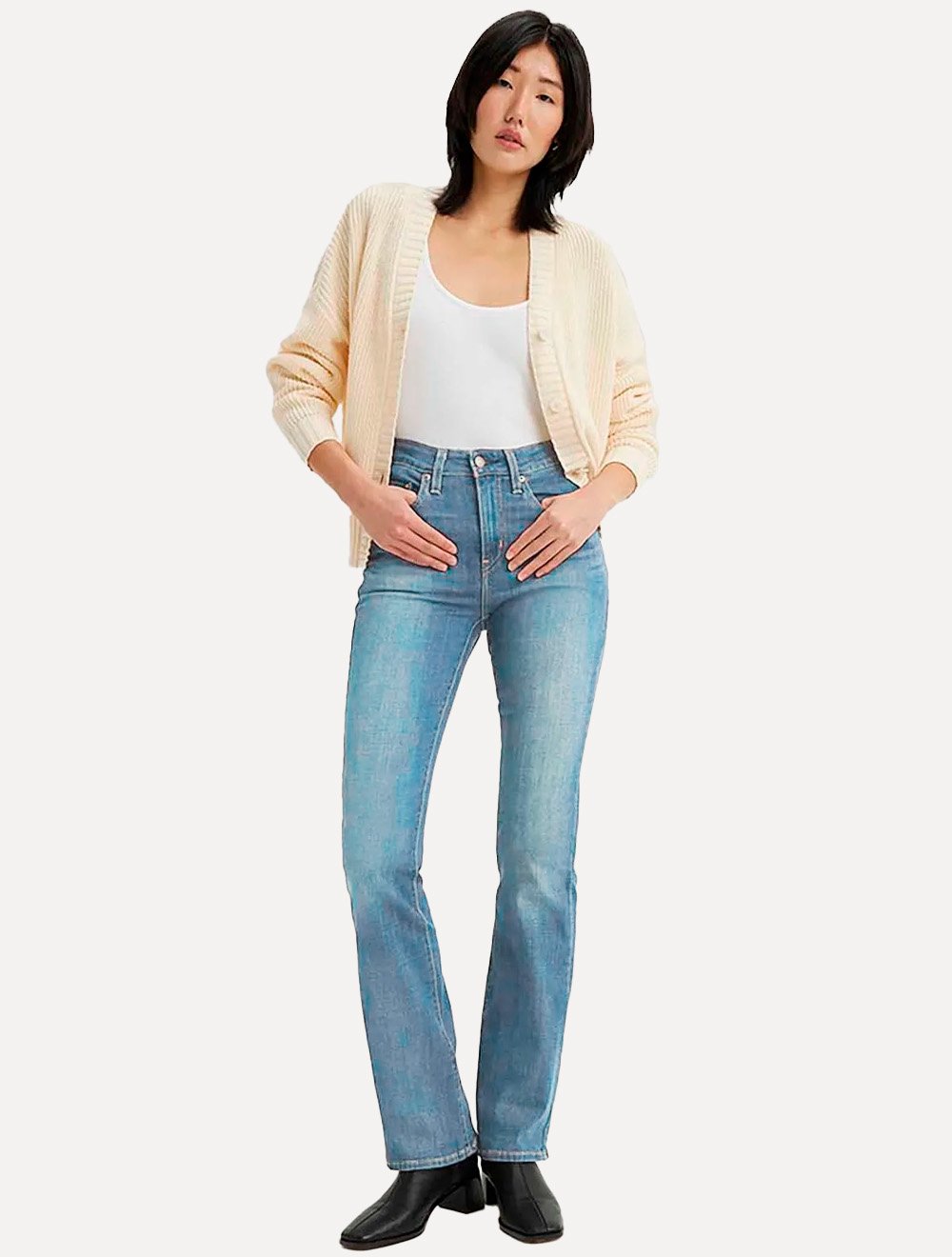 Calça Levis Jeans Feminina 725 High Rise Bootcut Azul Claro