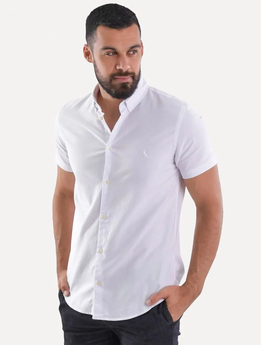 Camisa Reserva Masculina Manga Curta Oxford Color Branca