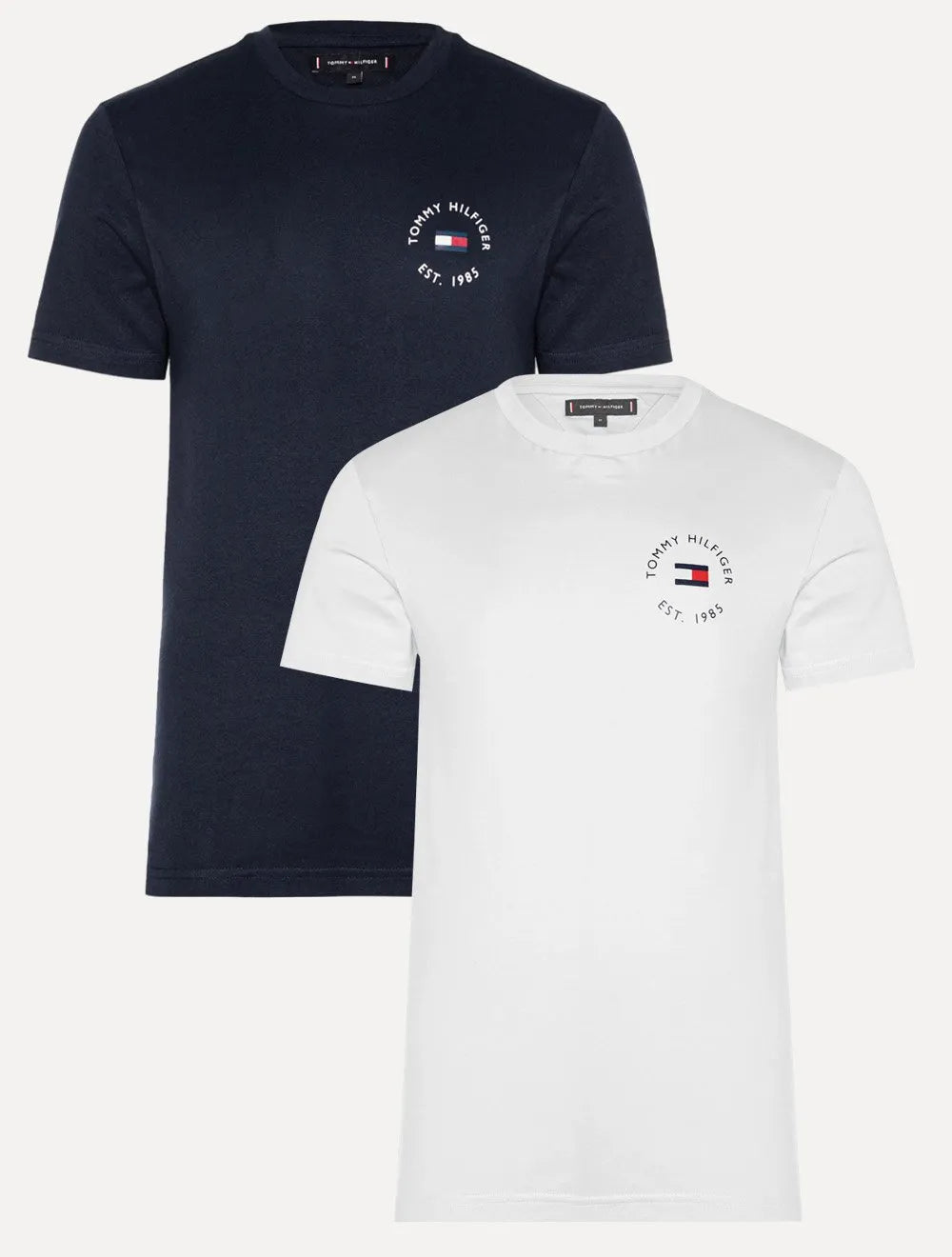 Kit Camisetas Tommy Hilfiger | Masculina Roundle Logo Chest Azul Marinho/Branco