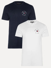 Kit Camisetas Tommy Hilfiger | Masculina Roundle Logo Chest Azul Marinho/Branco
