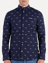 Camisa Tommy Jeans Regular College Pop Dobby Azul Marinho