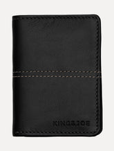 Carteira King & Joe Masculina Couro Vertical Pesponto Preto