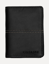 Carteira King & Joe Masculina Couro Vertical Pesponto Preto