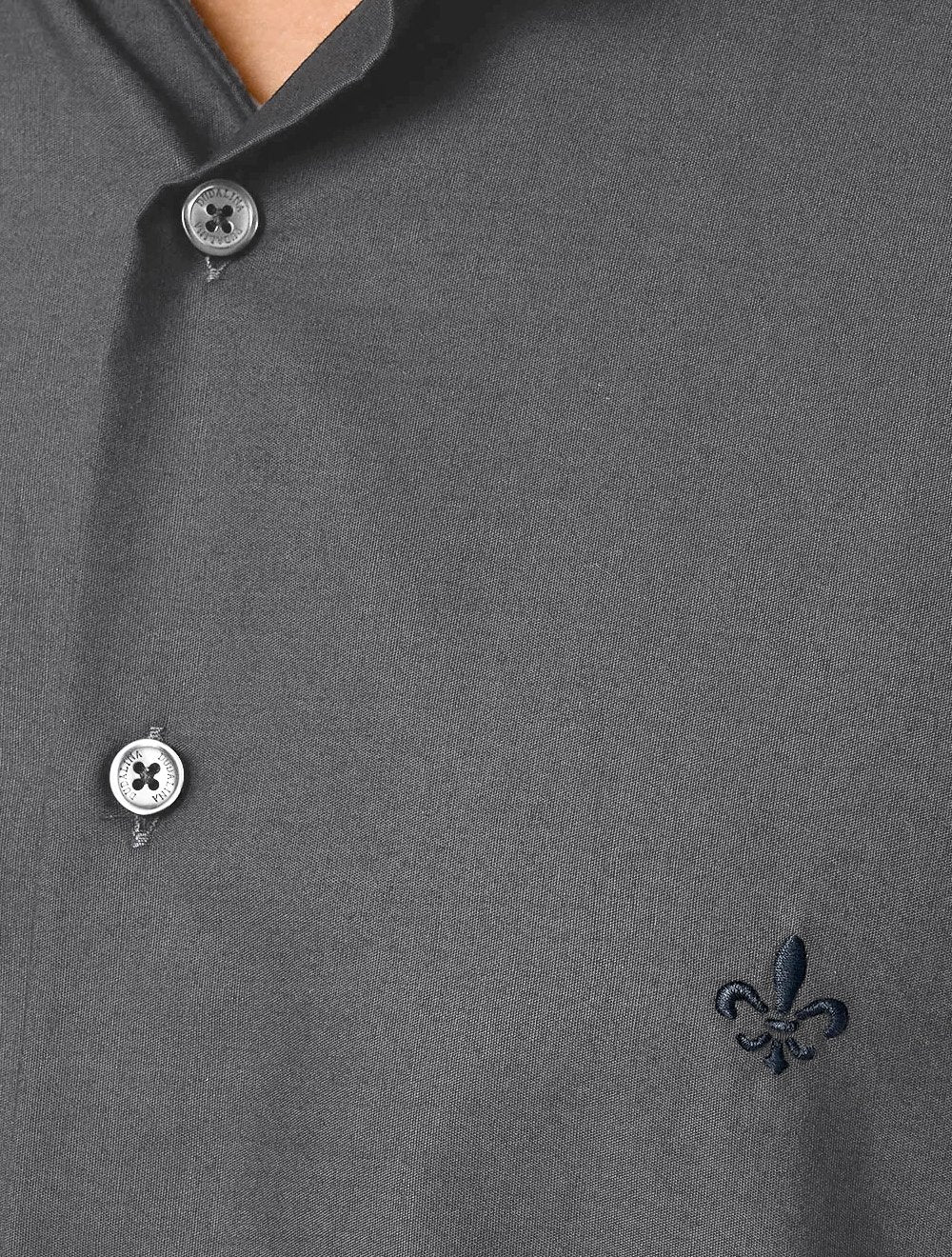 Camisa Dudalina Masculina Comfort Superfine Cotton Mono Logo Cinza Chumbo