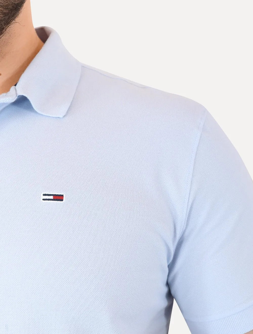 Polo Tommy Hilfiger Masculina Piquet Regular Placket Azul Claro