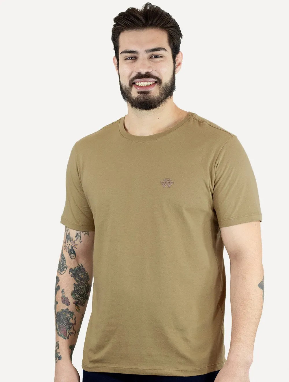 Camiseta John John Masculina Rubber Key Transfer Cáqui