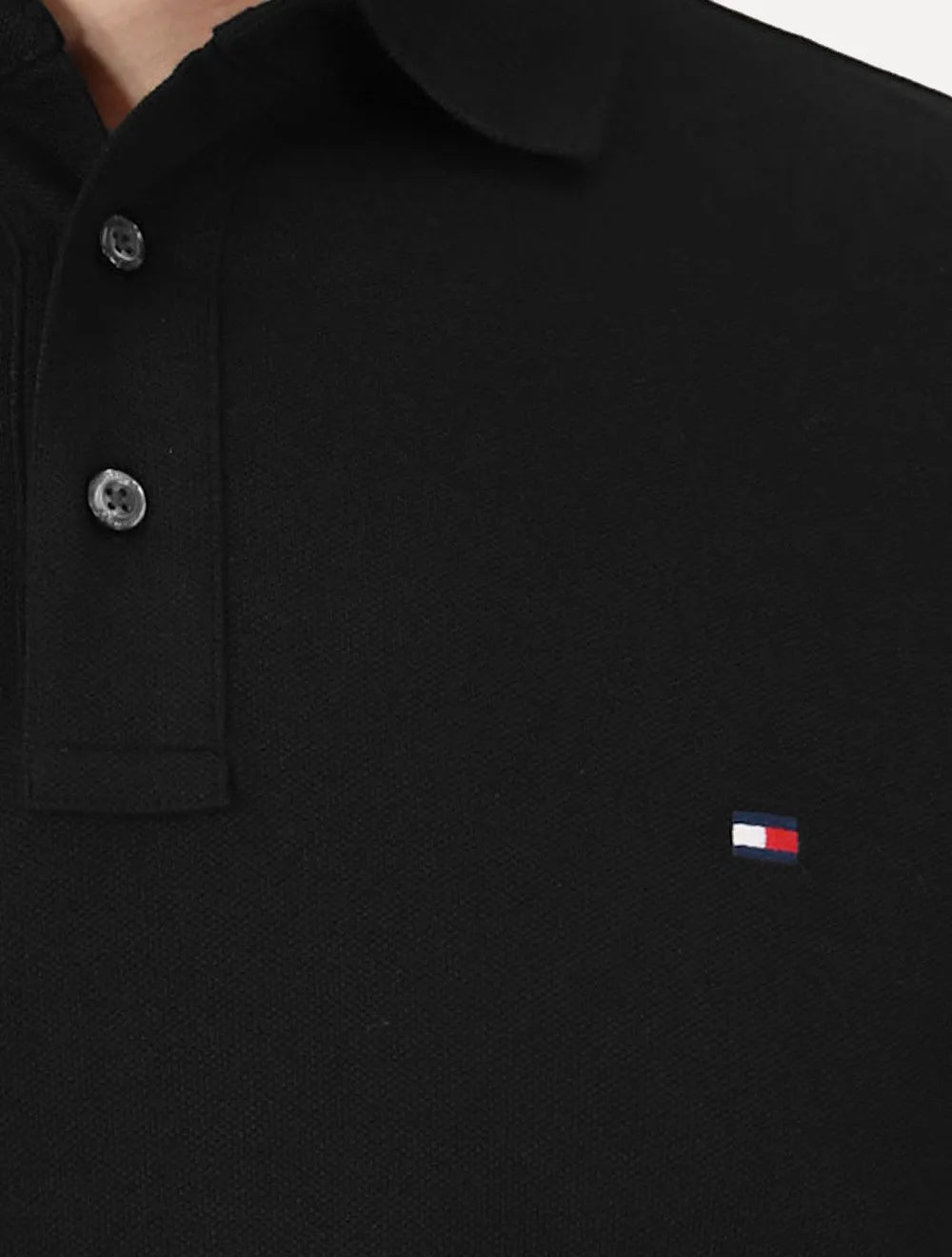 Polo Tommy Hilfiger Masculina Slim Piquet 1985 Preta
