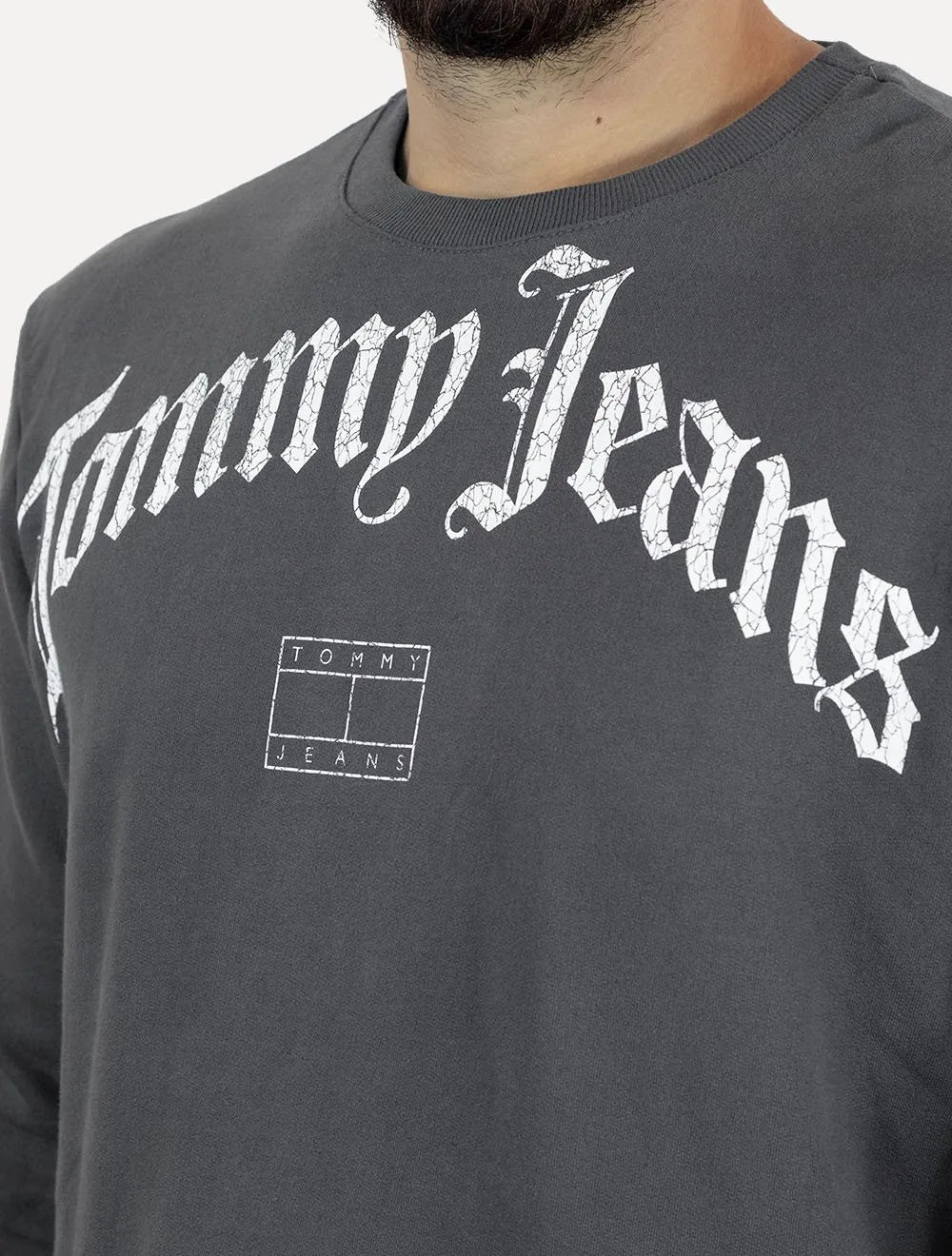 Moletom Tommy Jeans Masculino Regular Crewneck Grunge Logo Grafite