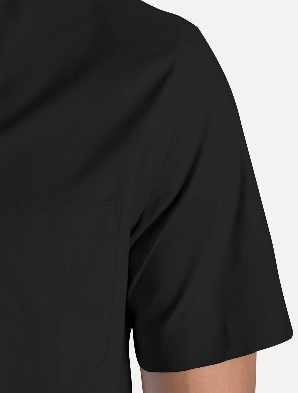 Camisa Tommy Hilfiger Masculina Manga Curta Regular Pocket Poplin Preta