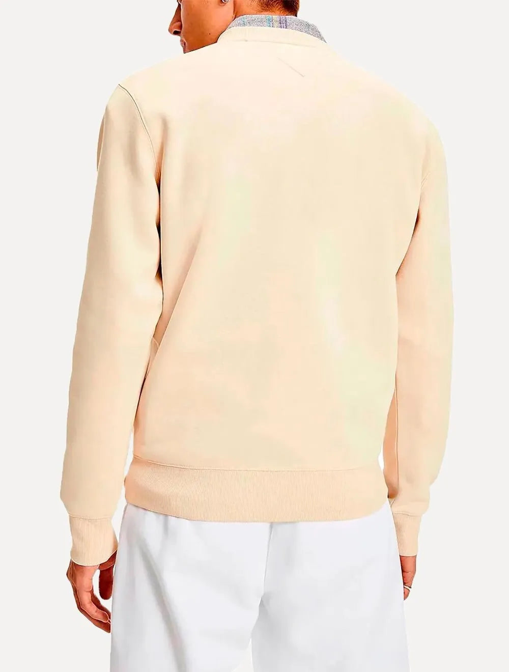 Moletom Tommy Jeans Masculino Fleece Flag Crewneck Areia