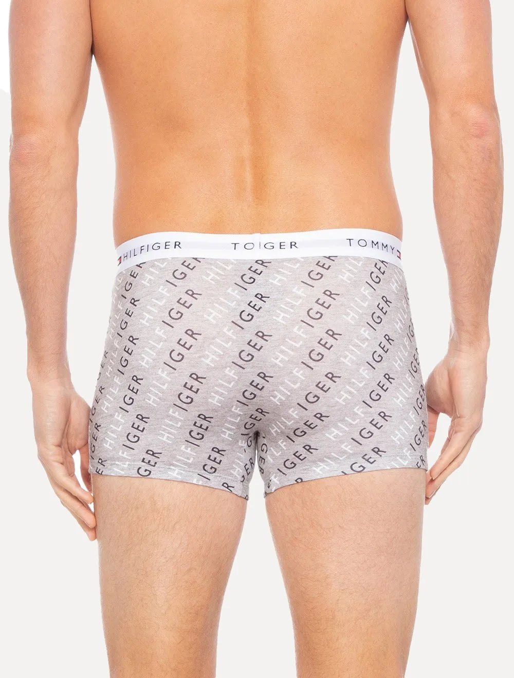 Kit Cuecas Tommy Hilfiger Cotton Stretch Trunk Repeat Vermelha/Marinho/Cinza 3UN