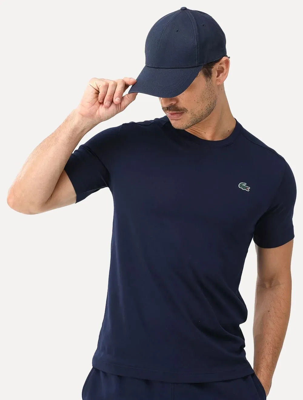 Camiseta Lacoste Masculina Basic Sport Quick Dry Azul Marinho