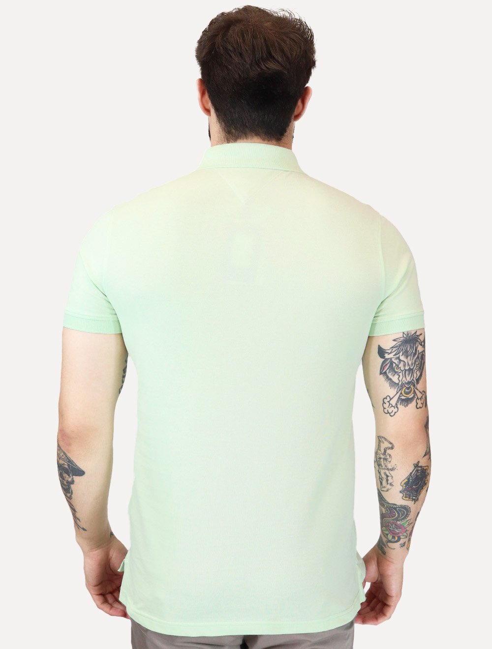 Polo Tommy Hilfiger Masculina Slim Piquet 1985 Opal Verde Claro