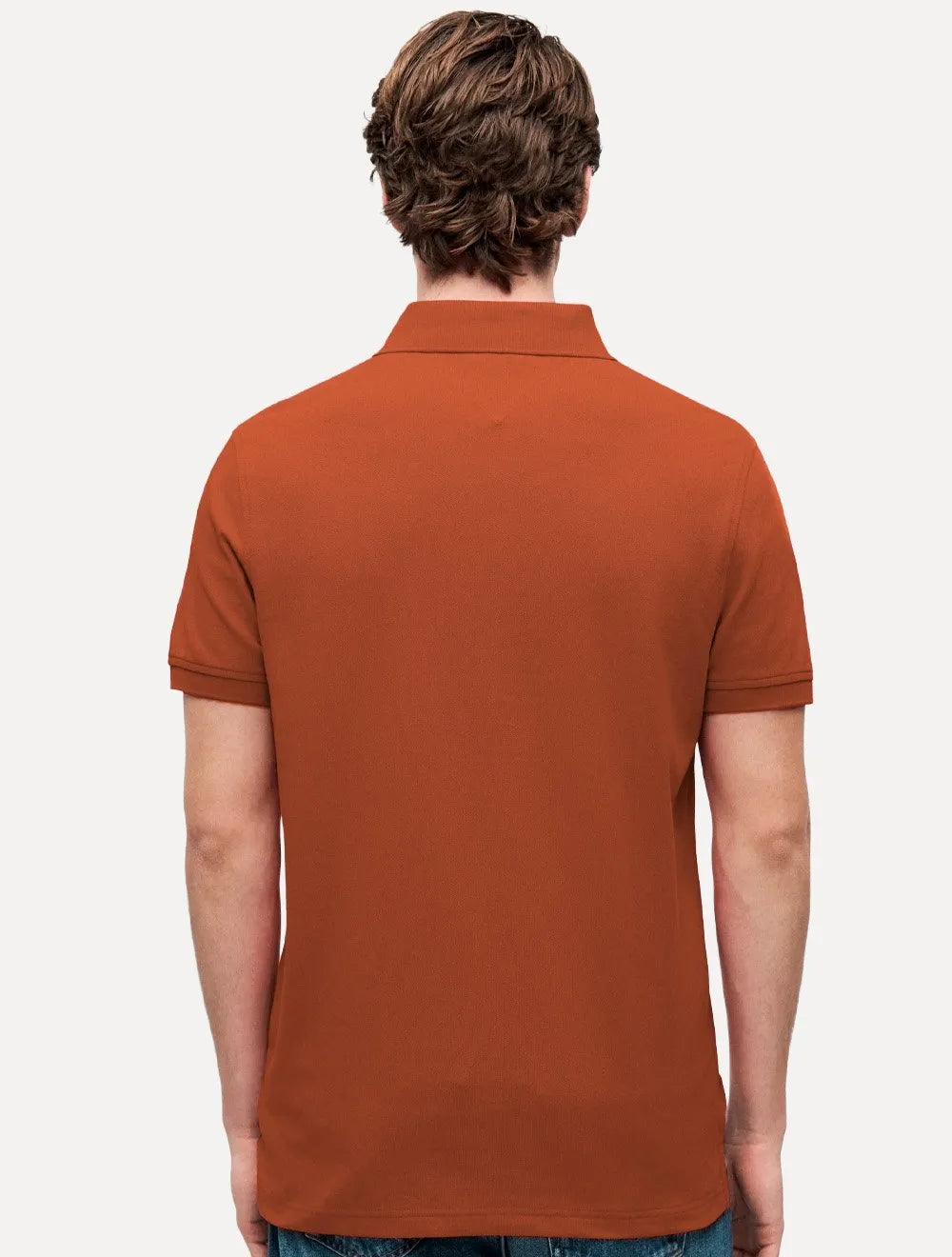 Polo Tommy Hilfiger Masculina Regular Piquet 1985 Laranja Escuro