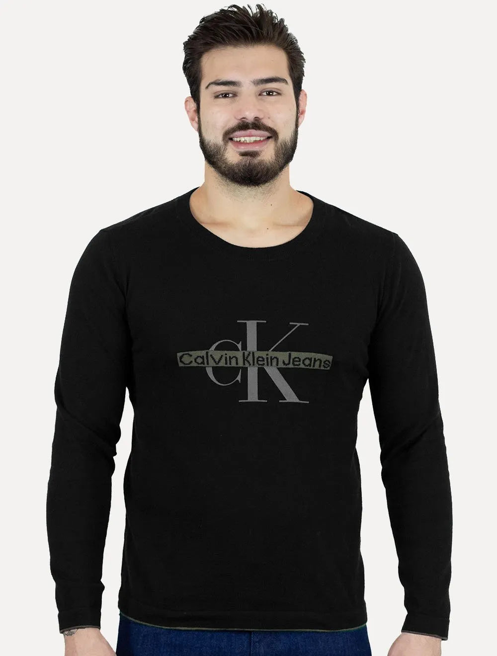 Suéter Calvin Klein Jeans Masculino Tricot Logo Reissue Preto