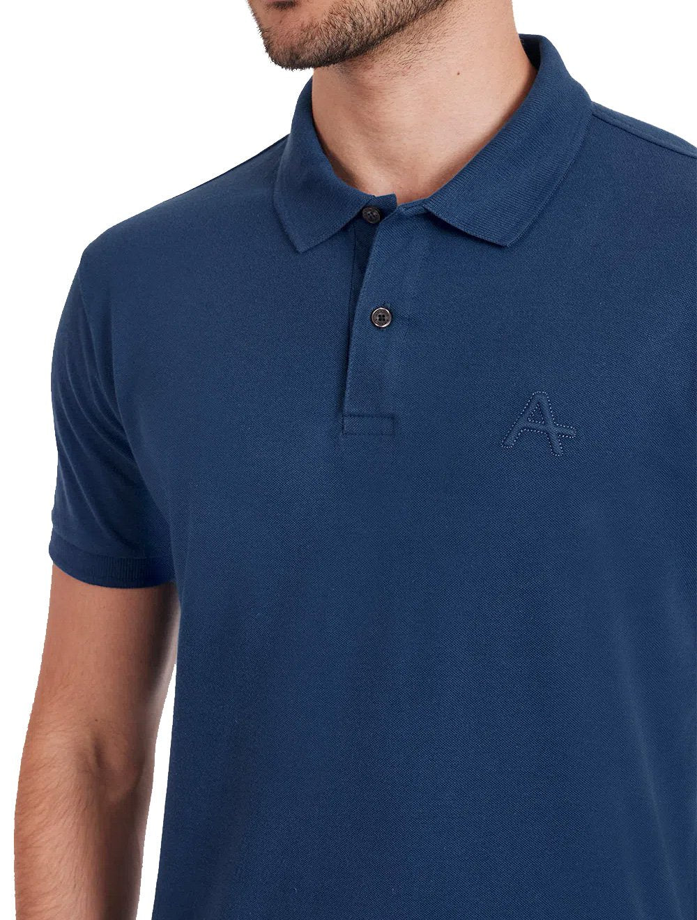 Polo Aramis Masculina Piquet 3D Logo Bordado Azul Escuro