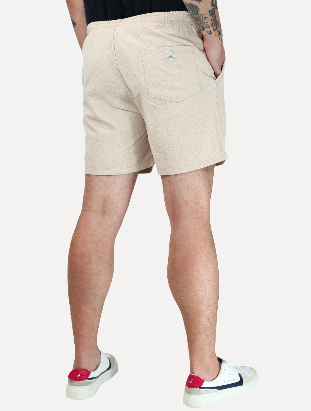 Short King & Joe Masculina Tradicional Casual Linho Areia