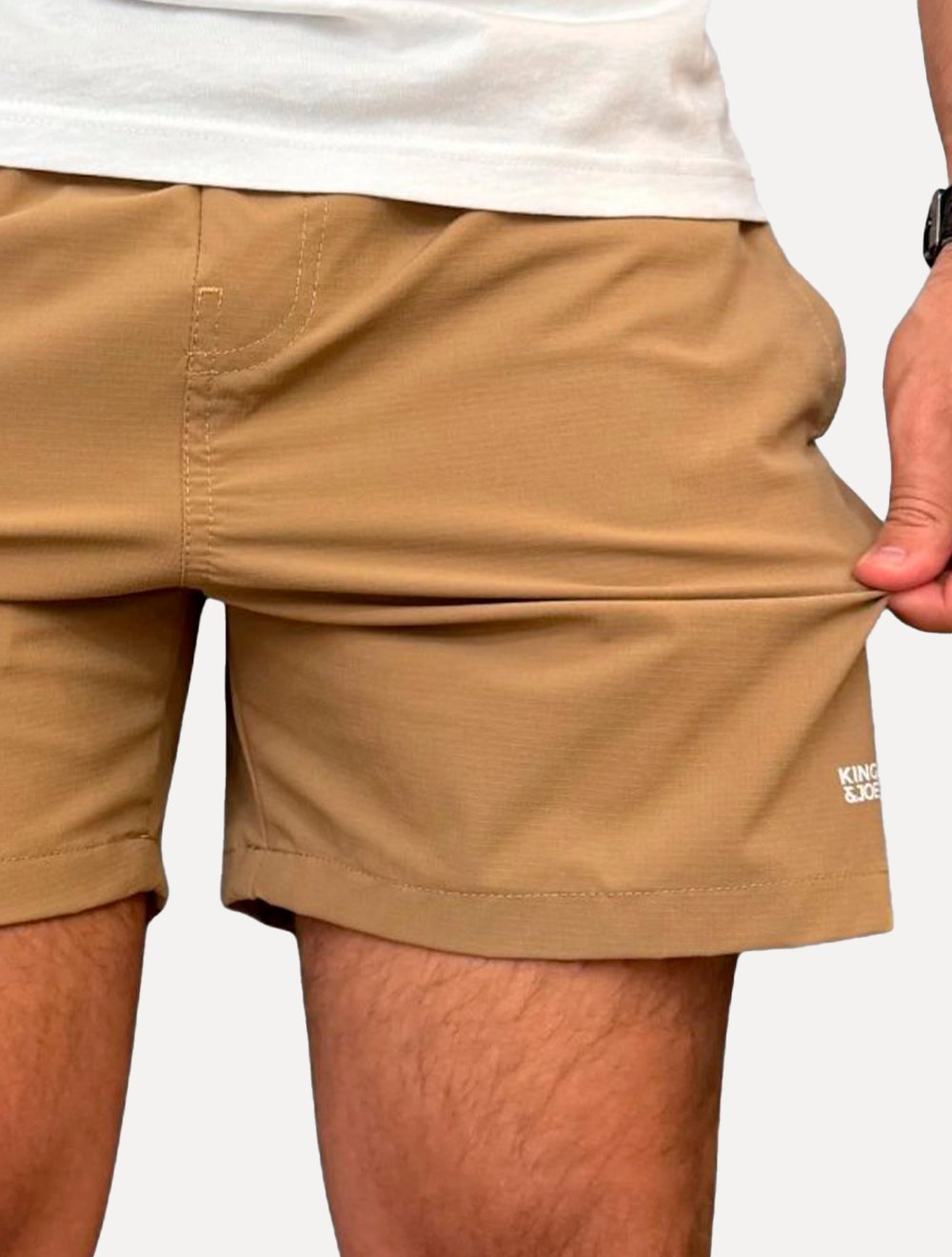 Short King & Joe Masculina Nylon Flex Ripstop Areia
