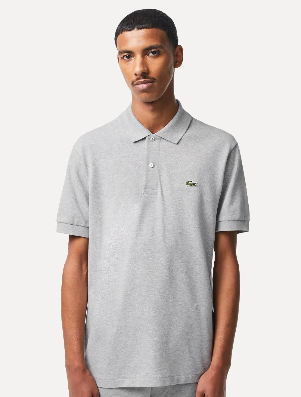 Polo Lacoste Masculina Classic Fit Mescla Cinza Mescla Claro