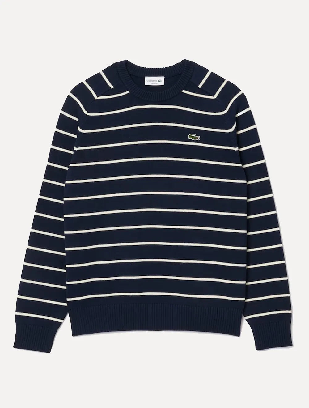 Suéter Lacoste Masculino Classic Fit Gola Redonda Listrado Azul Marinho
