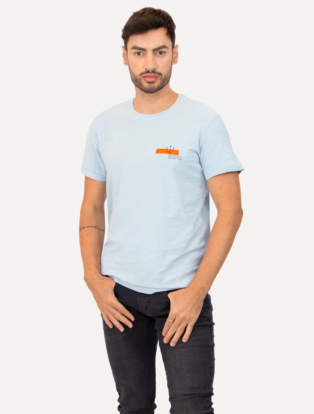 Camiseta Osklen Masculina Slim Rough Orange Sash Azul Claro