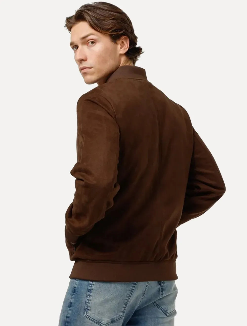 Jaqueta King & Joe Masculina Suede Bomber Marrom