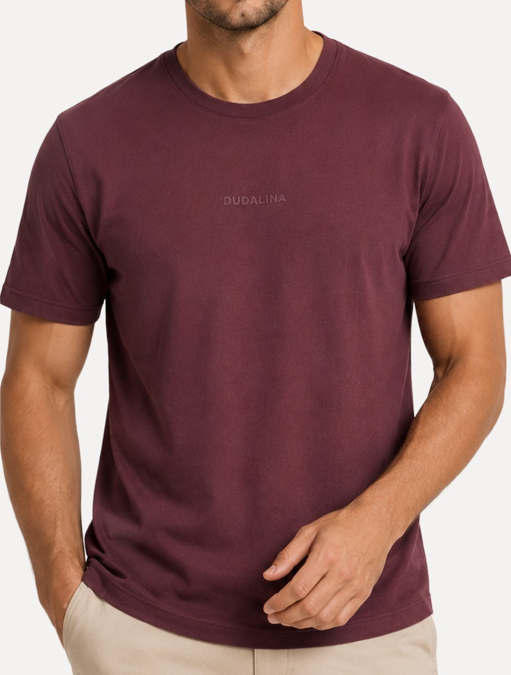 Camiseta Dudalina Masculina Regular Rubber Center Roxo Escuro