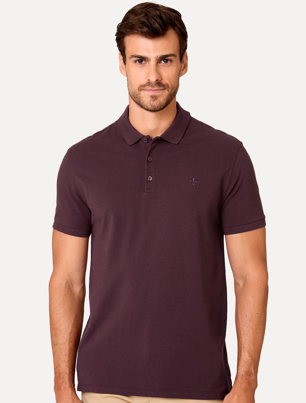 Polo Dudalina Piquet Essentials Cotton Basica Modal Roxo Escuro