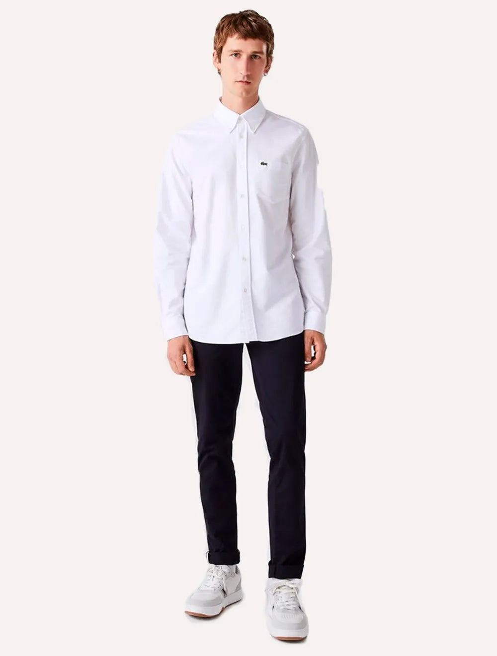 Camisa Lacoste Masculina Regular Fit Oxford Classic Branca