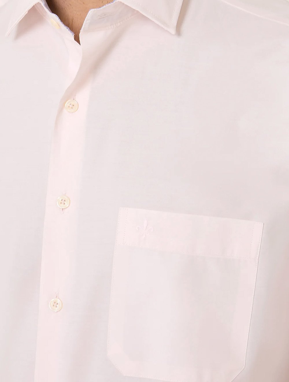 Camisa Dudalina Masculina Manga Curta Tricoline Lisa Rosa Claro