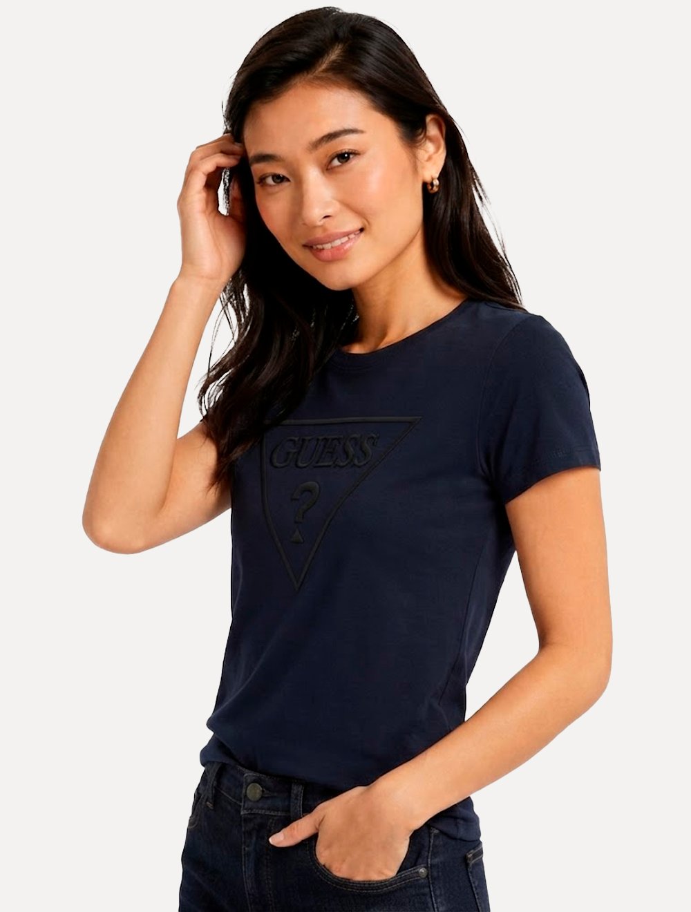 Camiseta Guess Masculina Classic Logo Embossed Azul Marinho