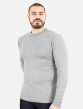Suéter Masculino Crewneck Tricot Liso Cinza Mescla
