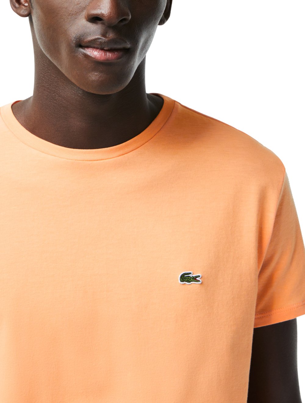 Camiseta Lacoste Masculina Jersey Pima Cotton Laranja Claro