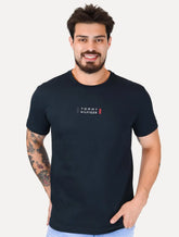 Camiseta Tommy Hilfiger Masculina Stack Center Brand Love Print Azul Marinho