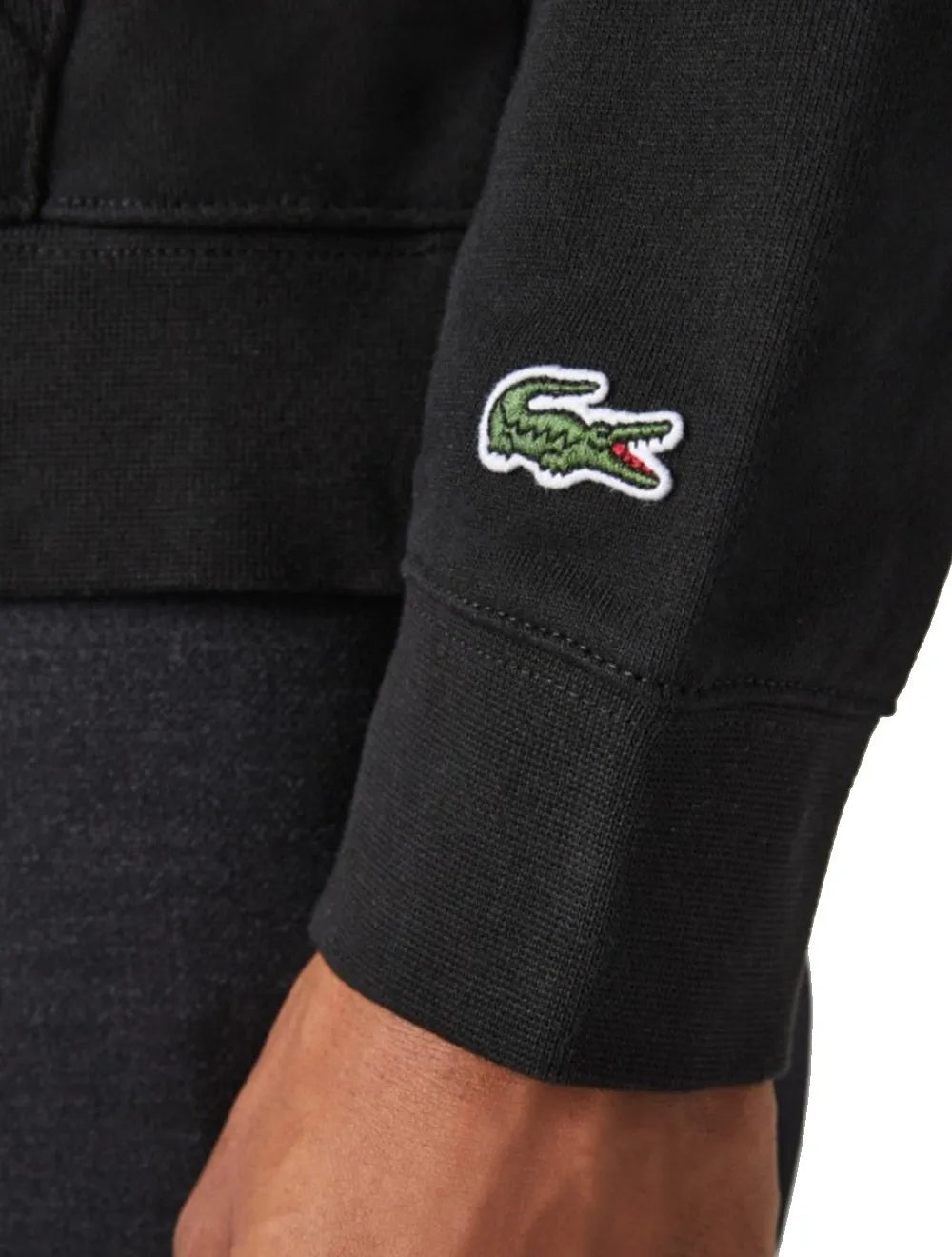Moletom Lacoste Masculino Hoodie Crackled Crocodile Logo Preto