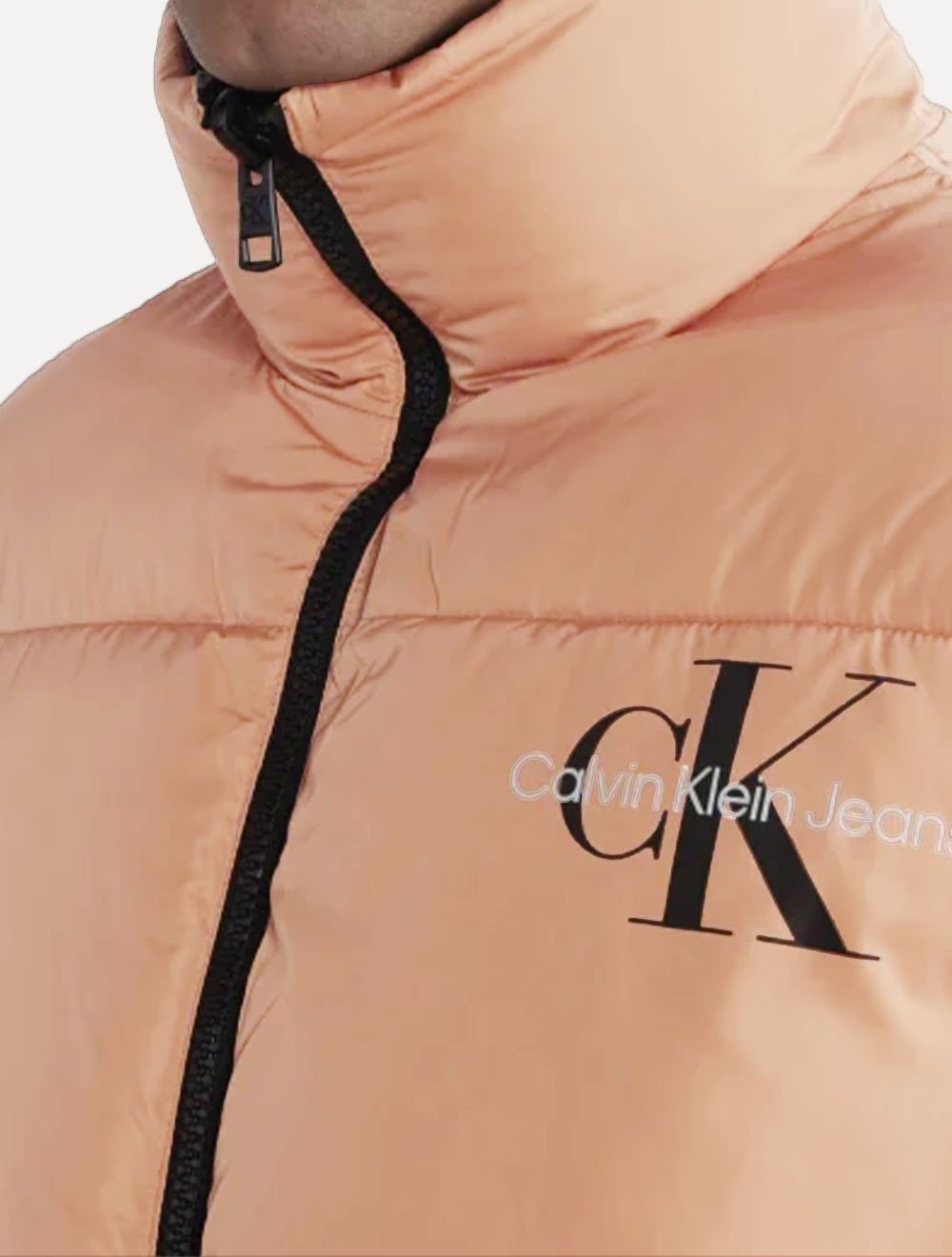 Jaqueta Calvin Klein Jeans Dupla Face Puffer Reversible 90's Laranja/Preta