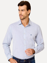Camisa Dudalina Masculina Comfort Superfine Cotton Melange Azul Médio