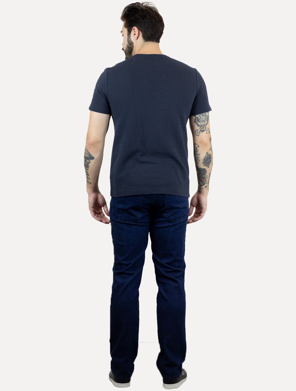 Camiseta Aramis Masculina Regular Textura Ottoman Azul Marinho