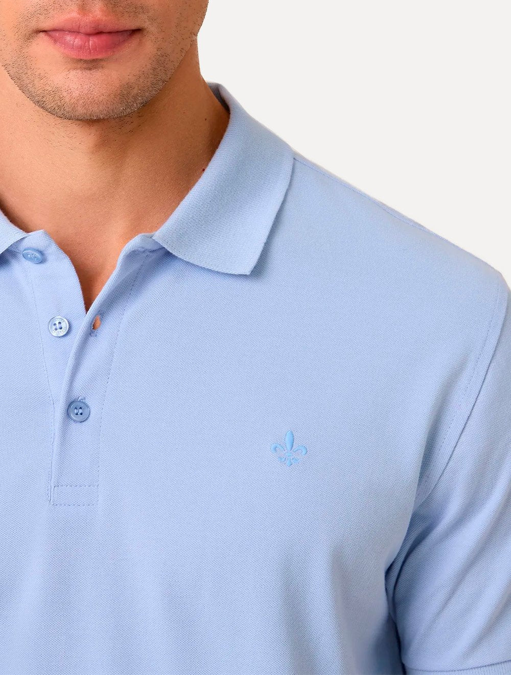 Polo Dudalina Piquet Essentials Cotton Basica Modal Azul Claro
