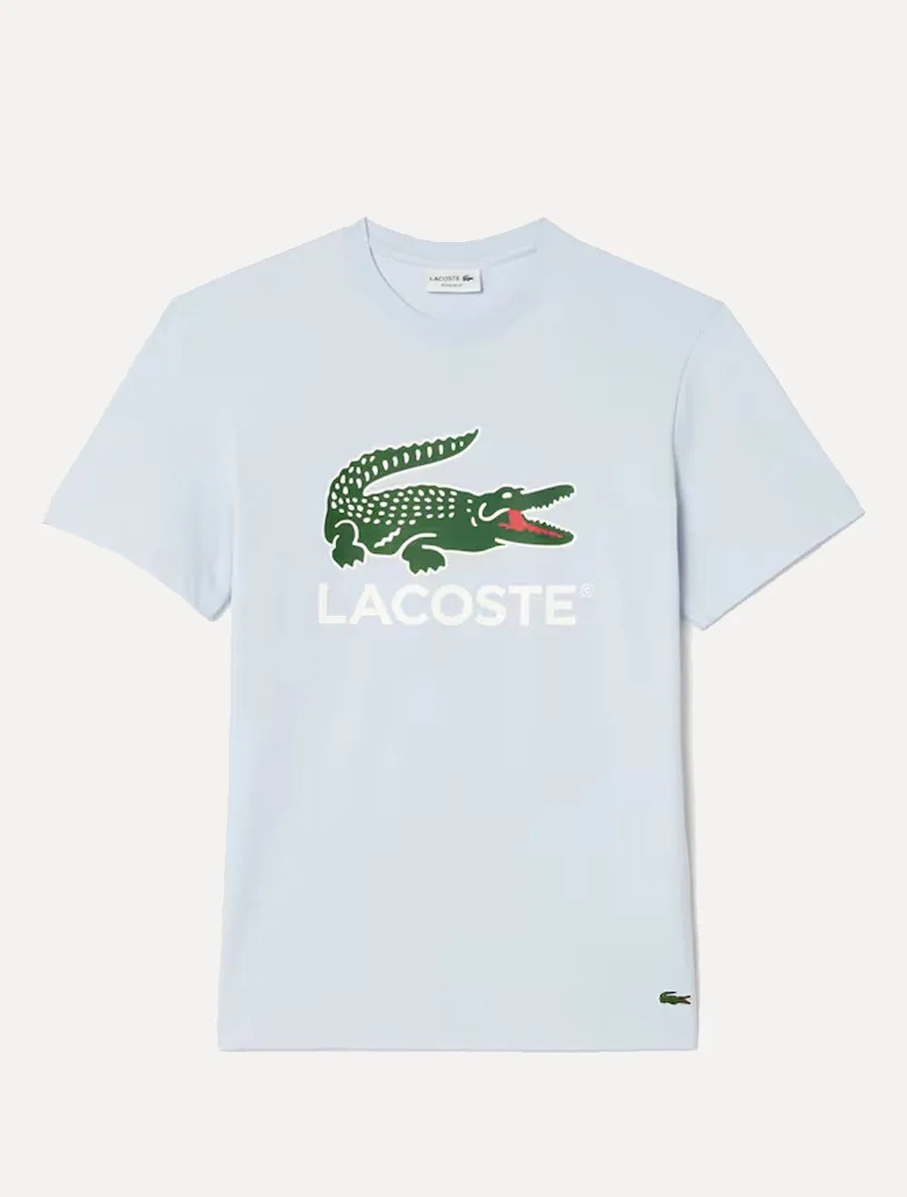Camiseta Lacoste Masculina Jersey Croco Signature Logo Azul Claro