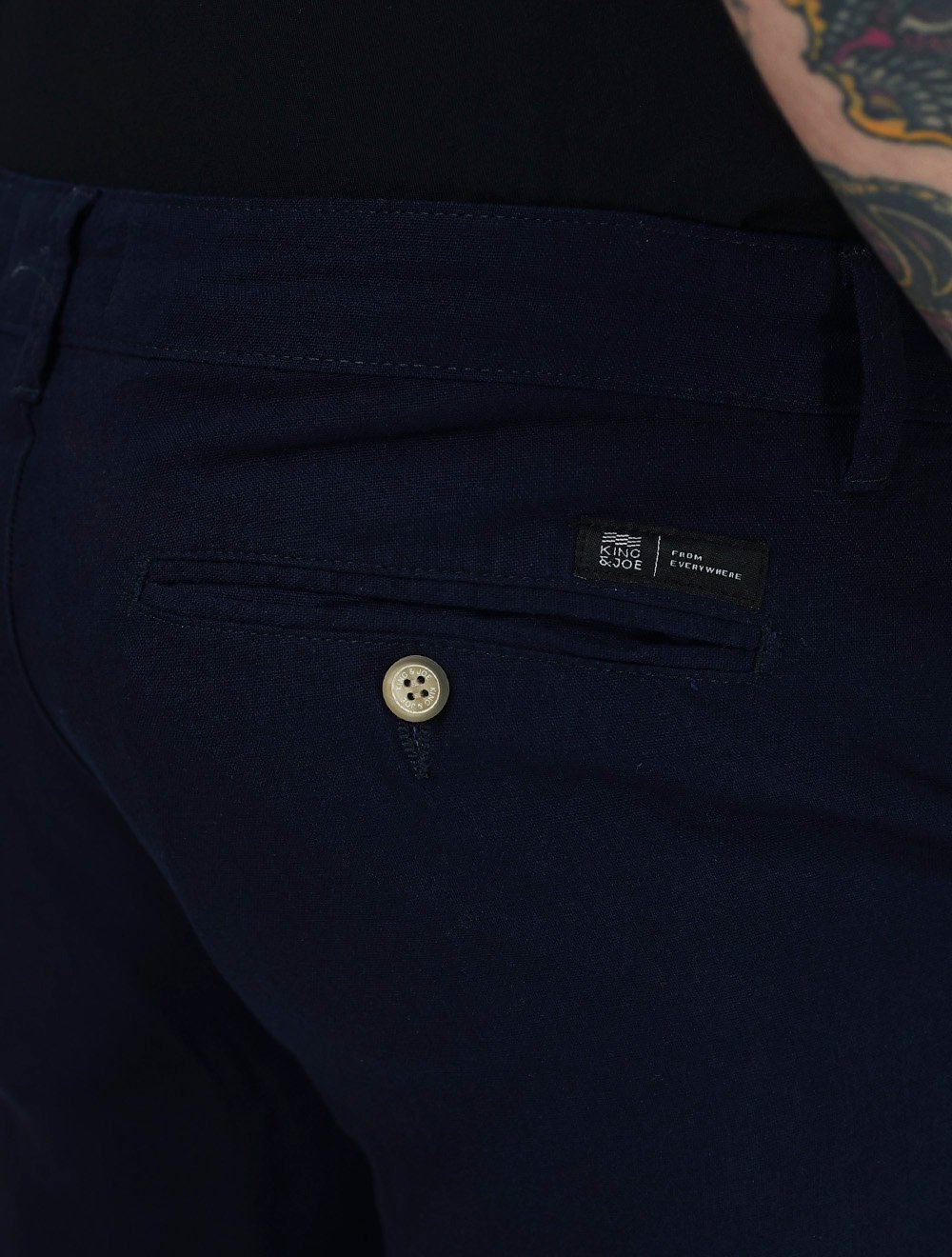 Bermuda King & Joe Masculina Slim Linho Azul Marinho