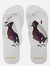 Chinelo Reserva Masculino Pica-Pau Flores Branco