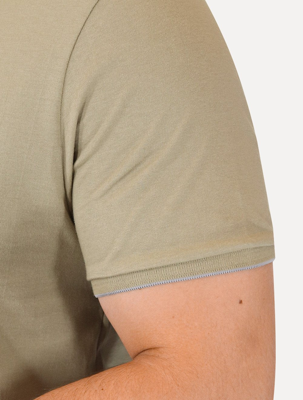 Camiseta Aramis Masculina Grey Friso Gola Cáqui