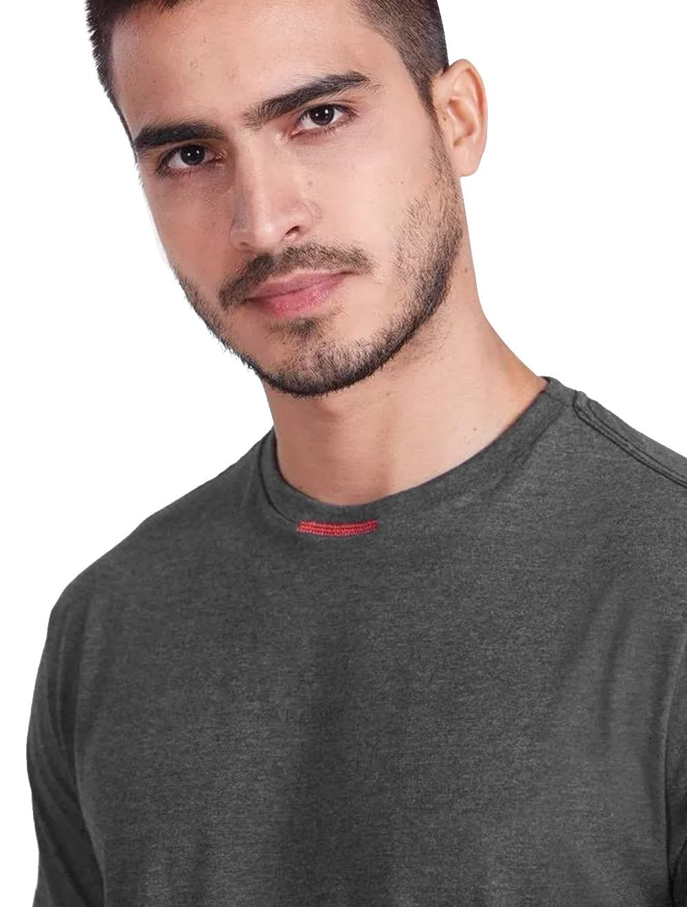 Camiseta Aramis Masculina Lisa Bordado Gola Grafite Mescla